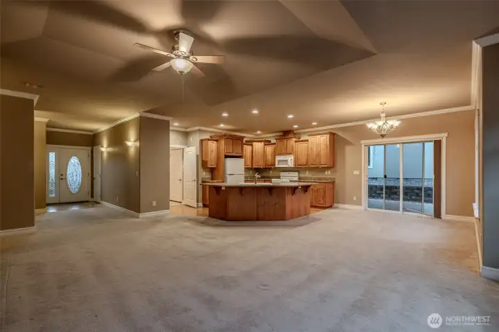 Spacious Great Room with coffered Ceilings