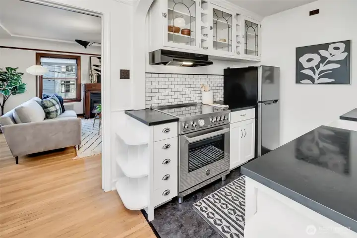 Bertazzoni range with induction top for cooking ease.