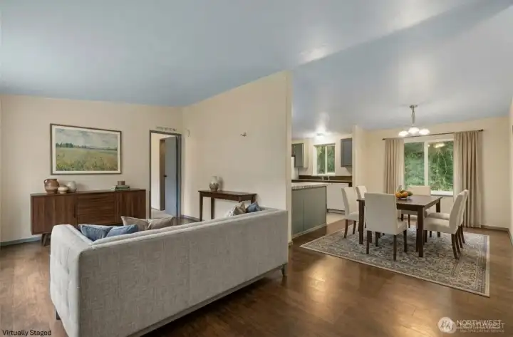 Entry of virtually staged living area Entry of virtually staged living area