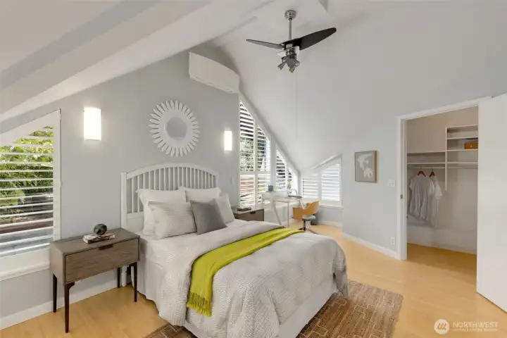 This bedroom also has a large walk in closet and air conditioning