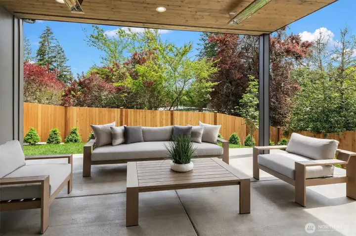 Secluded outdoor covered living area