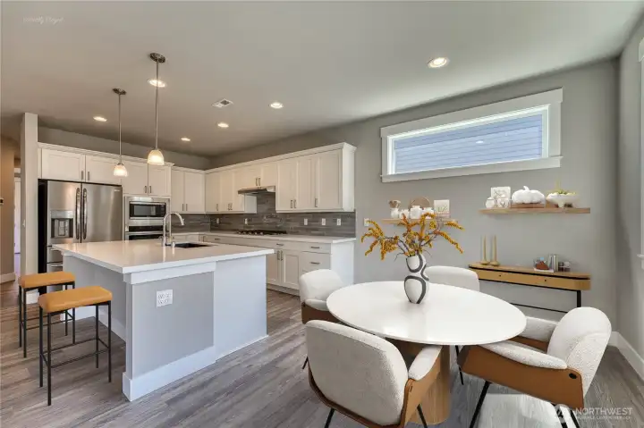 Virtually staged dining area
