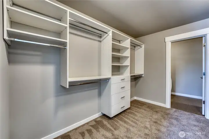 Large walk-in closet with organizers