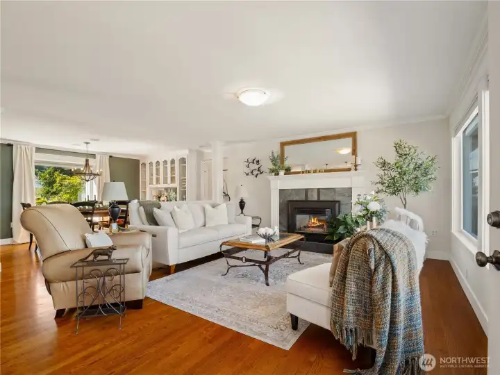 Living room space with room for oversized furniture. Sit back and enjoy the cozy fire or just stare out the window at the unobstructed view.