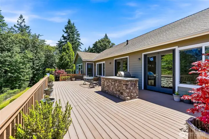 The 720 asf deck has a built-in gas barbecue and plenty of room for entertaining and container gardening.