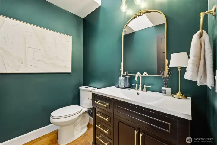 Convenient half bathroom upstairs for guests