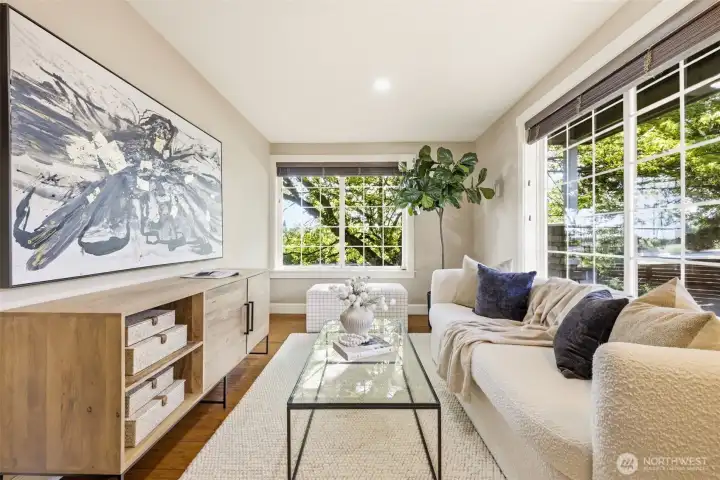This space can be used for whatever your imagination can dream up - a playroom, workout space, or just a convenient landing spot when you come home