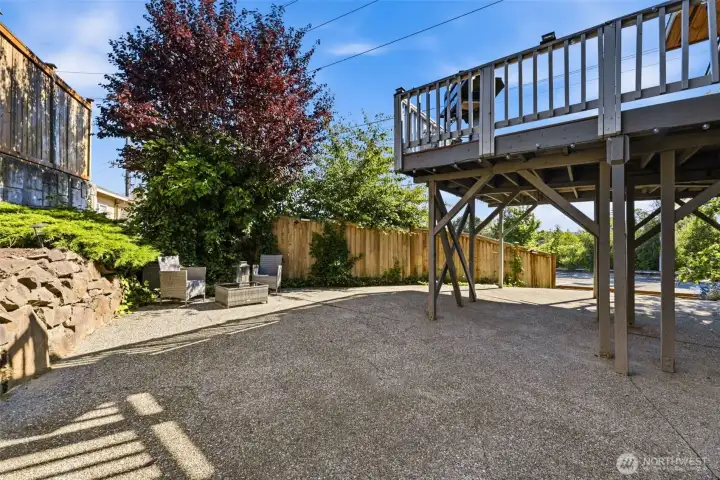 The lower patio area provides even more space to enjoy in the back of the home