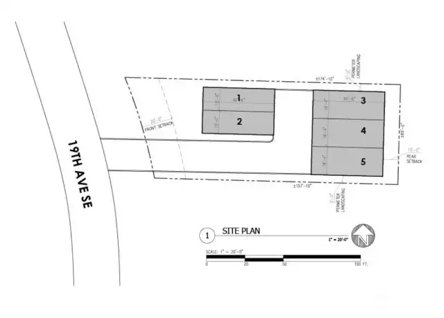 Site Plan 2 for 5 Townhouses.