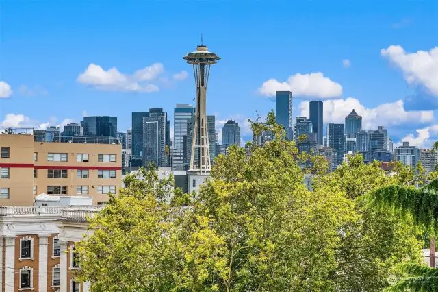 Front seat view when blue angels fly over Space Needle