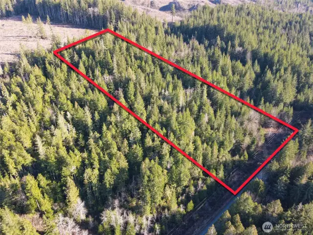 Overhead view with approximate boundaries in red.