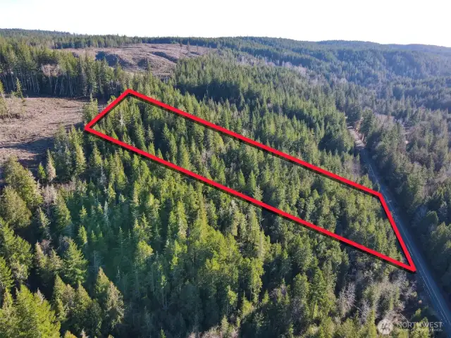 Overhead view with approximate boundaries in red.