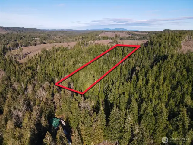 Overhead view with approximate boundaries in red.