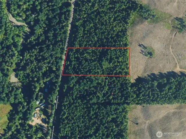 Overhead view with approximate boundaries in red.