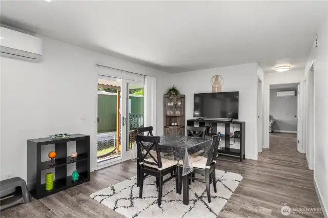 Separate dining room off of kitchen with ductless mini split.