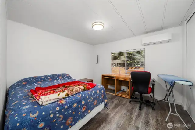 Bedroom #2 with ductless mini split.