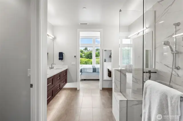 Floating vanities with undermount lighting