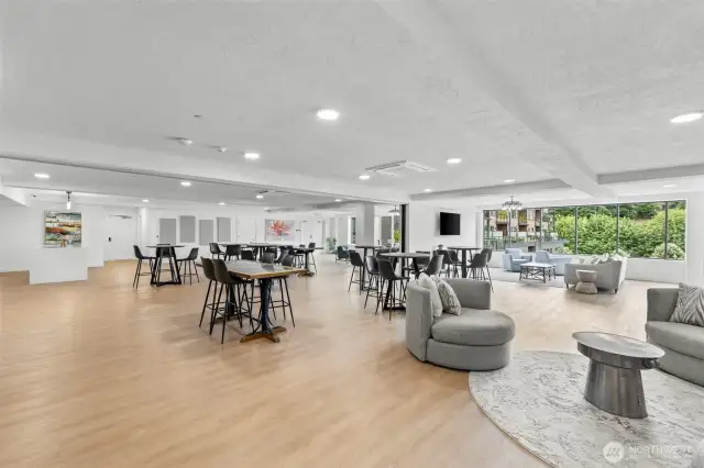 Visit with friends and neighbors in the 5th floor community room.  There is a room divider so two parties can go on simultaneously.   Some residents have formed a band and often play