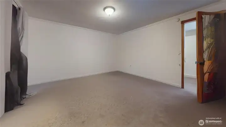 Primary suite with walk in closet and closet system