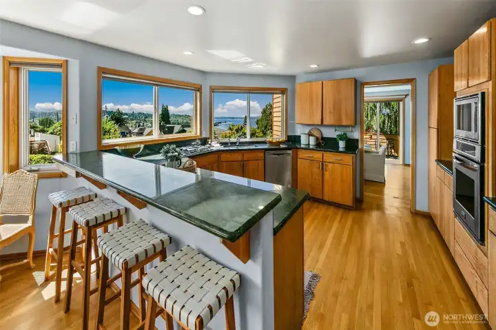 Kitchen with views of the sound.