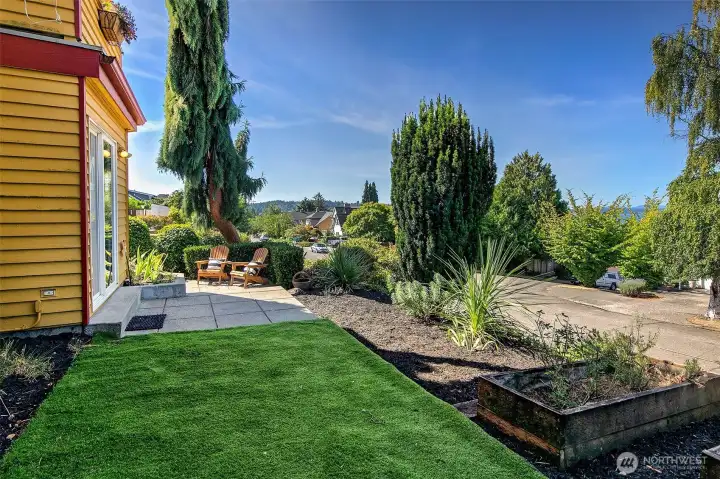 Level yard off lower level studio.