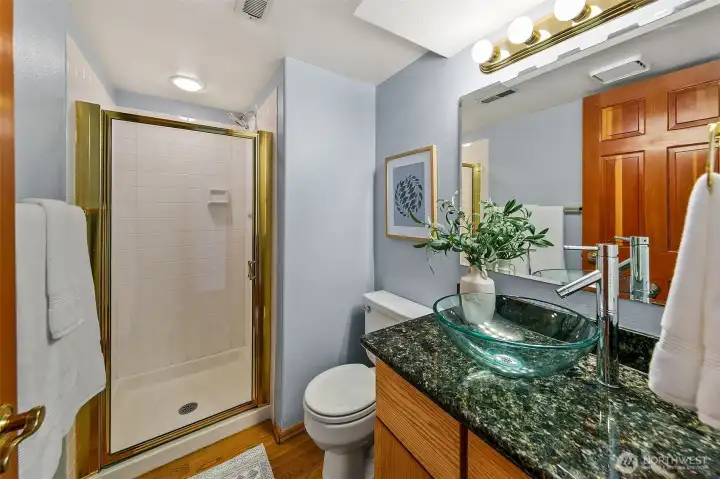 3/4 bath on lower level.