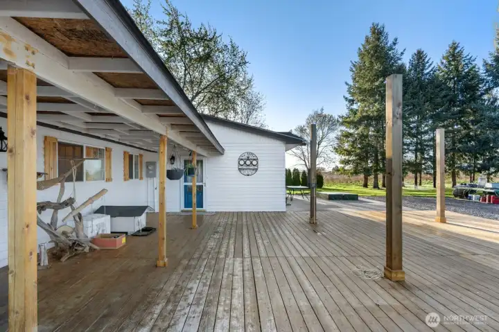 Partially cover extra large cedar deck.