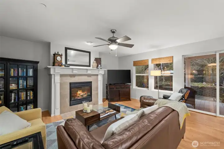 Family room with gas fireplace