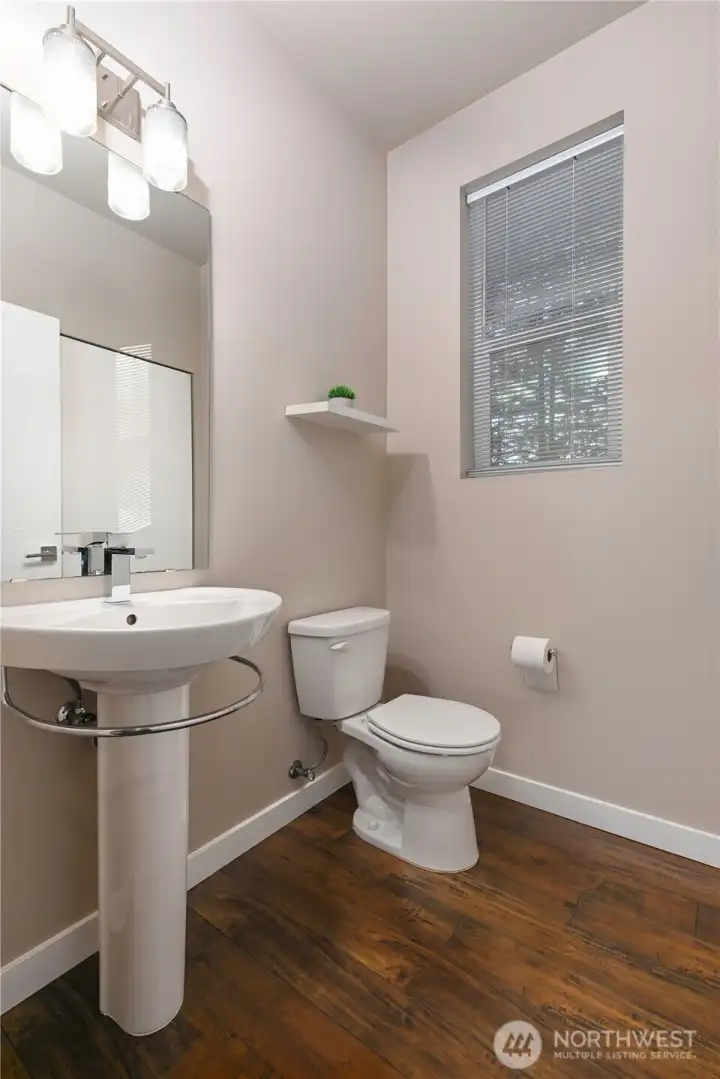 Half bath on upper main level.