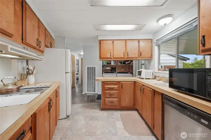 From dining room into kitchen