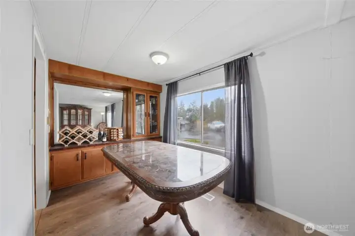 Dining area on the opposite side of kitchen