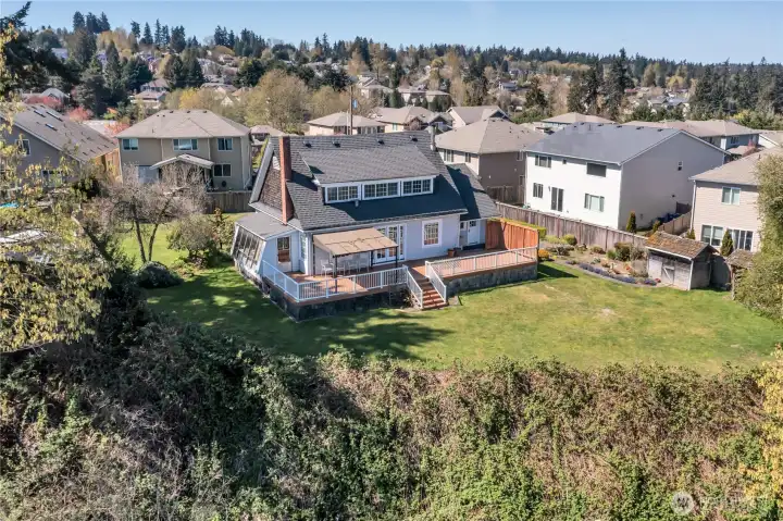 Drone shot of rear of property.