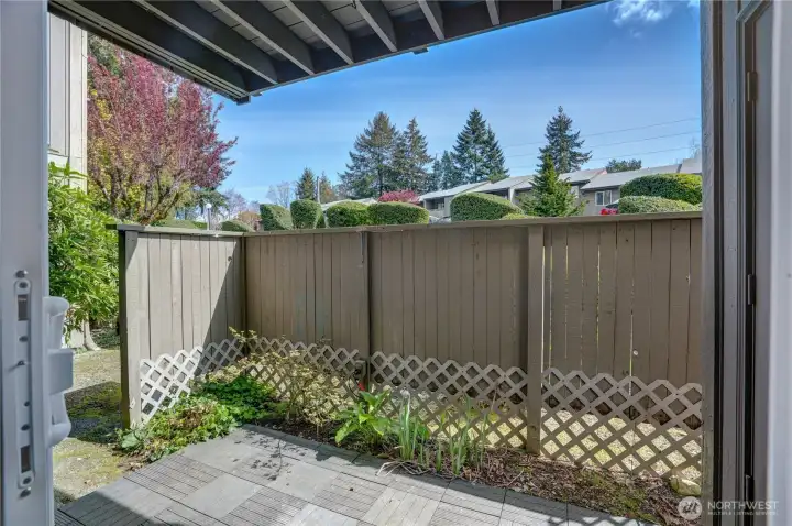 Private patio—an easy spot to enjoy fresh air or morning coffee.