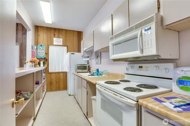 A shared kitchen space for get-togethers and gatherings.
