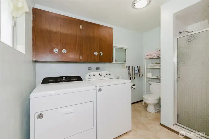 laundry and 3/4 bathroom