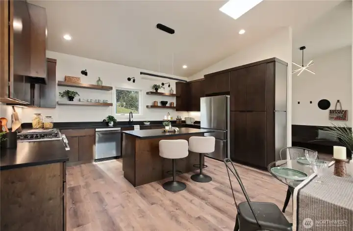 From the foyer, into the kitchen.