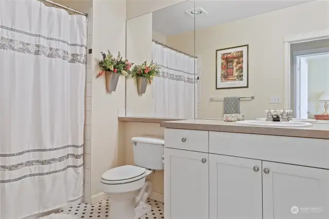 Bathroom is a comfy place to get ready for your day!