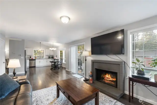 Family Room with Wood Burning Fireplace