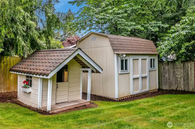 Storage Shed with Power and Custom Kids Playhouse