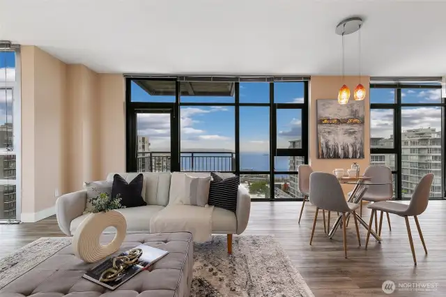 Living room with Elliott Bay views