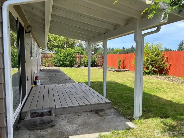The deck is accessed from the kitchen.