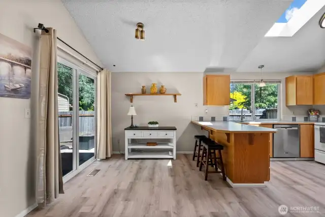 looking into eating space and kitchen from den