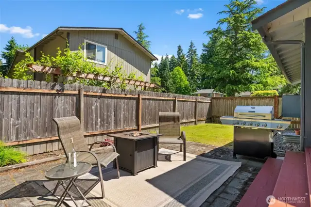 patio area off deck and side of house area