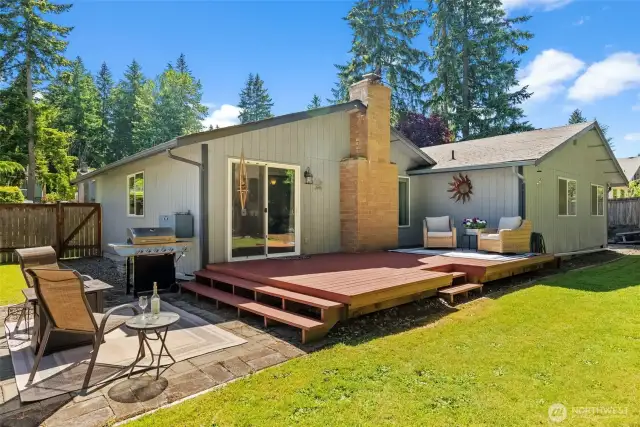 from the yard to the deck and patio area