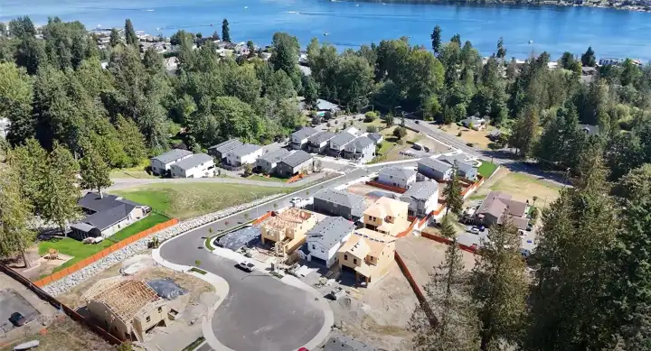 Drone from community. Lot 12 sits at entry to cul-de-sac with Lake views