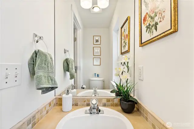 Powder room on main level for easy entertaining