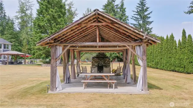Picture perfect gazebo with a fireplace~