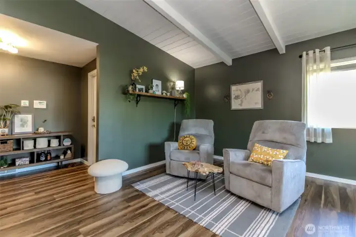 Living room is filled with natural light.