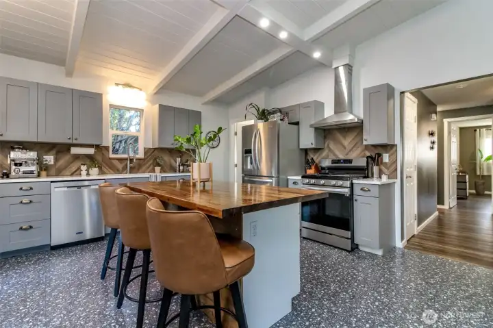 Kitchen island with additional seating.