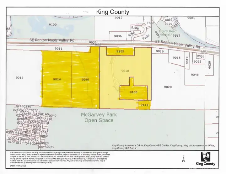 Parcel Map from King County Website - Nichols property highlighted